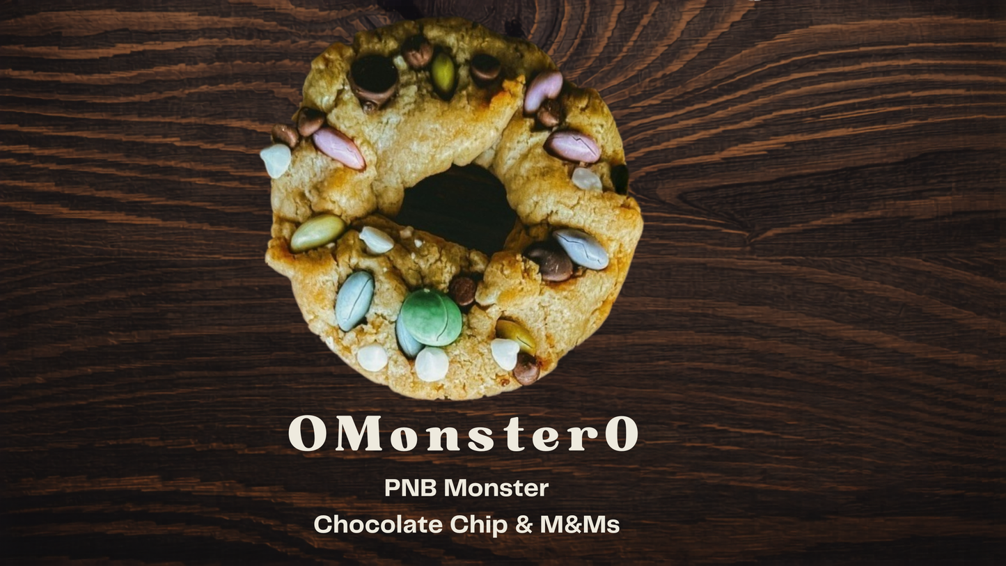 Gluten free Peanut Butter Cookie Donut with chocolate chips and M&Ms O Monster O  PNB Monster.