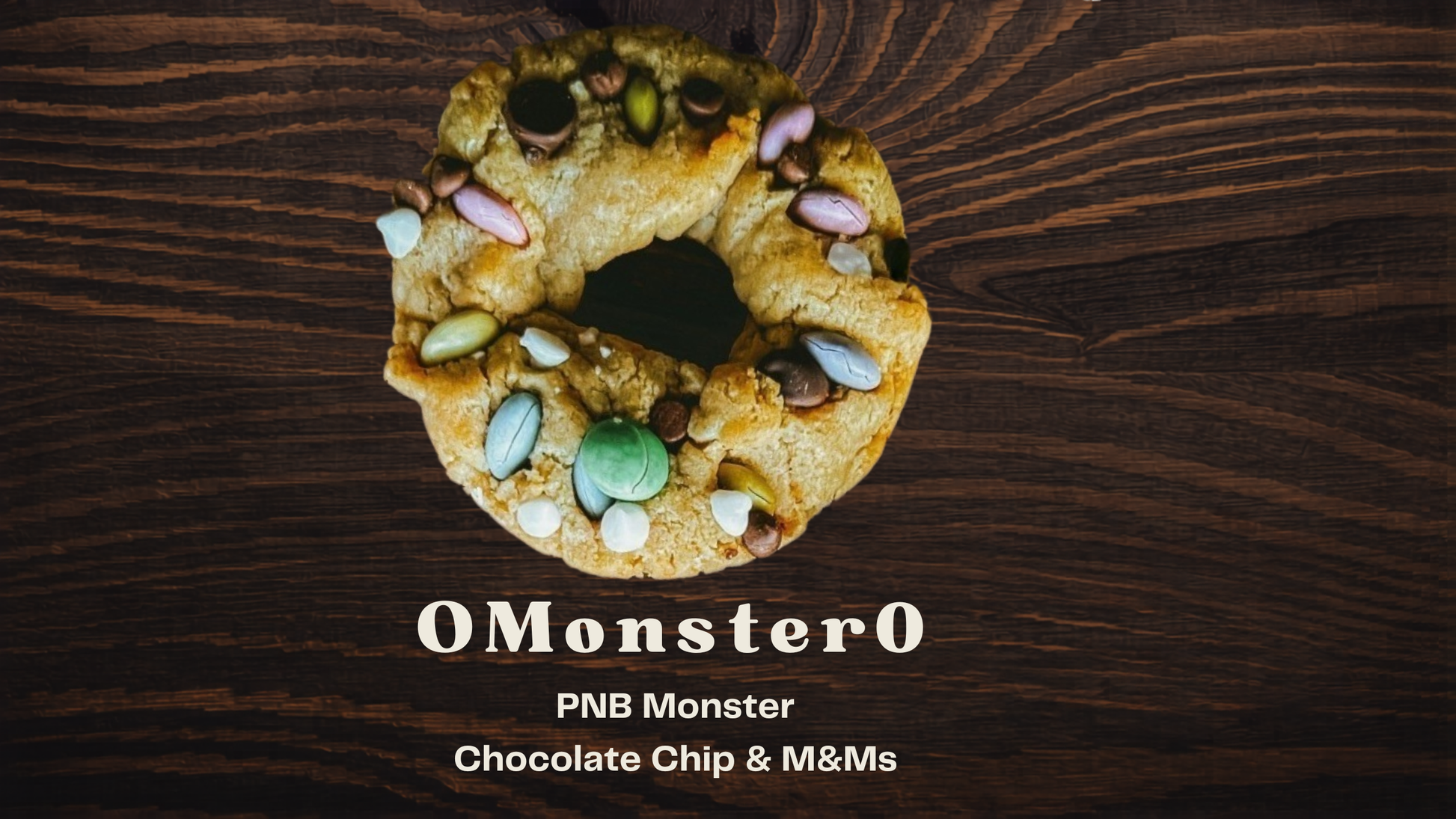 Gluten free Peanut Butter Cookie Donut with chocolate chips and M&Ms O Monster O  PNB Monster.