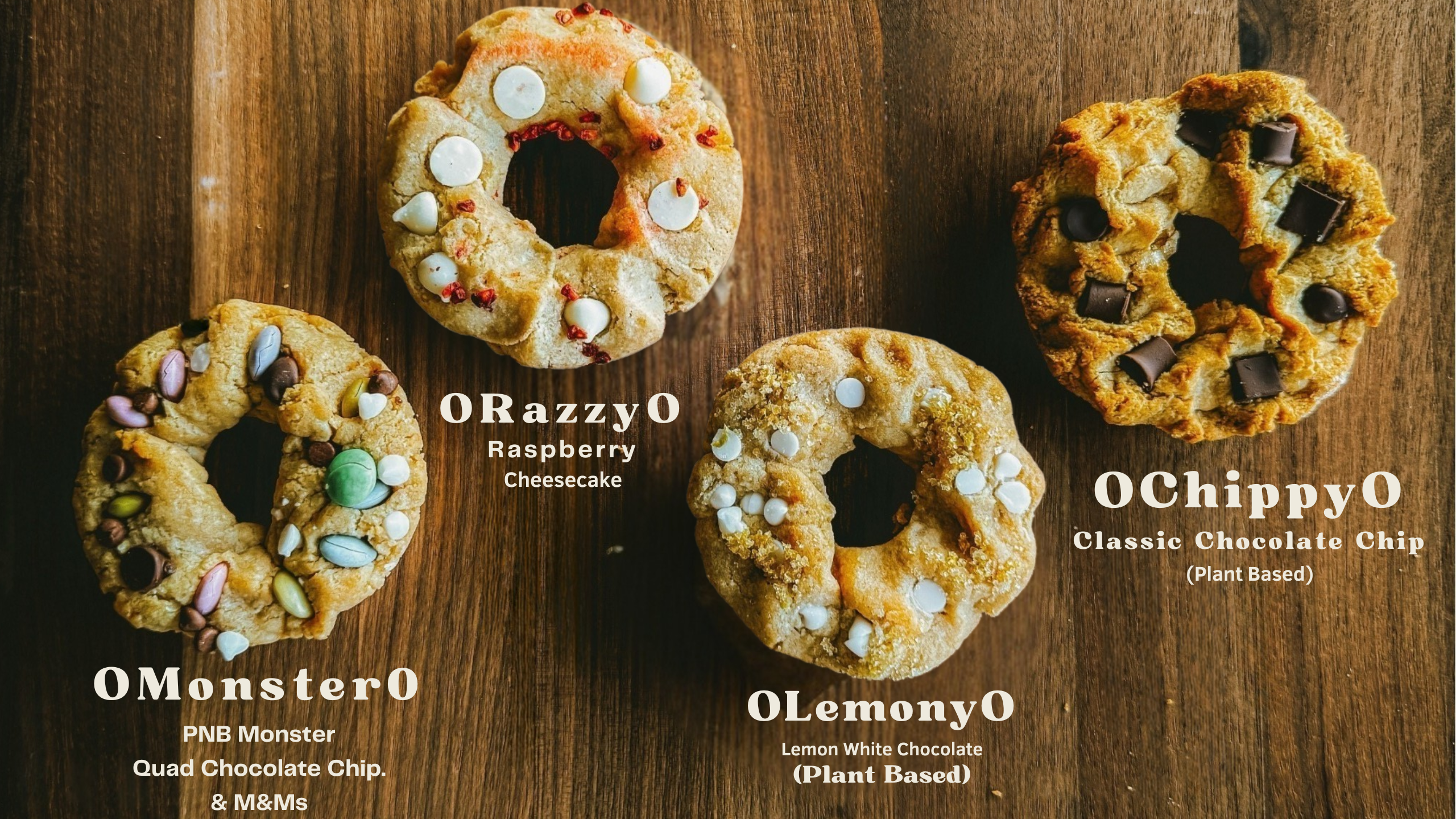 Gluten Free Cookie Donuts May 2026 
Omaha Nebraska Peanut Butter Monster Raspberry Cheesecake Plant Based Lemon White Chocolate Plant Based Classic Chocolate Chip Almond Flour Cookie Donuts Hand Made from Scratch Micro Bakery